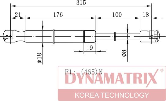 Dynamatrix DGS7587GS - Газовая пружина, упор autosila-amz.com