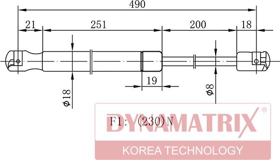 Dynamatrix DGS7764HA - Газовая пружина, упор autosila-amz.com