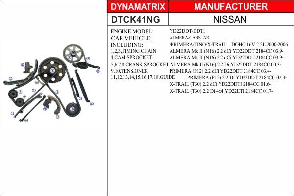 Dynamatrix DTCK41NG - Комплект цепи привода распредвала autosila-amz.com