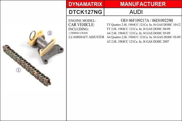 Dynamatrix DTCK127NG - Комплект цепи привода распредвала autosila-amz.com