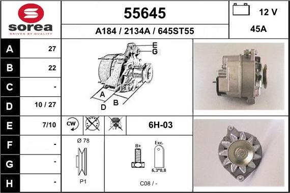EAI 55645 - Генератор autosila-amz.com