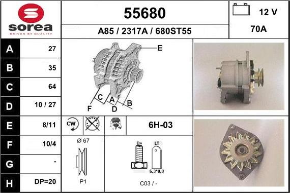 EAI 55680 - Генератор autosila-amz.com