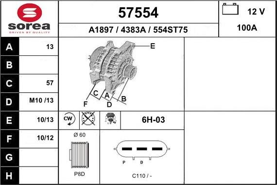 EAI 57554 - Генератор autosila-amz.com