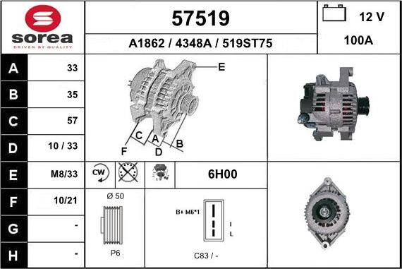 EAI 57519 - Генератор autosila-amz.com