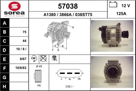 EAI 57038 - Генератор autosila-amz.com