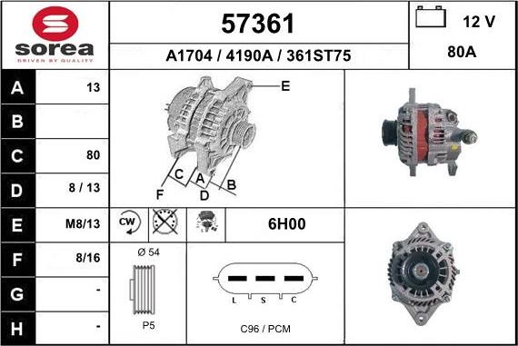 EAI 57361 - Генератор autosila-amz.com