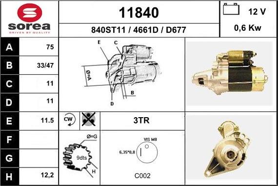 EAI 11840 - Стартер autosila-amz.com