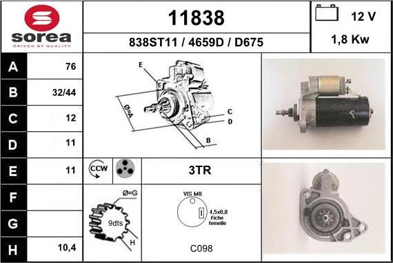 EAI 11838 - Стартер autosila-amz.com