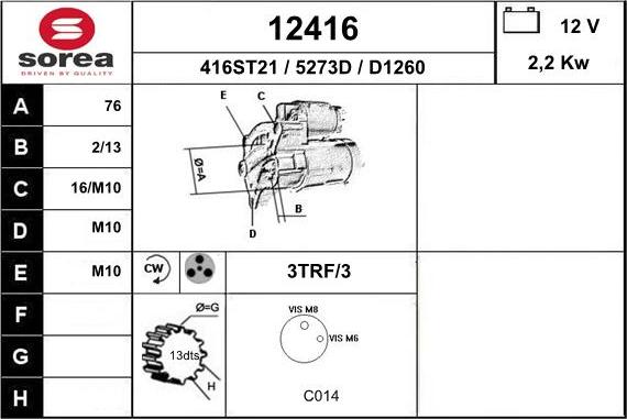 EAI 12416 - Стартер autosila-amz.com