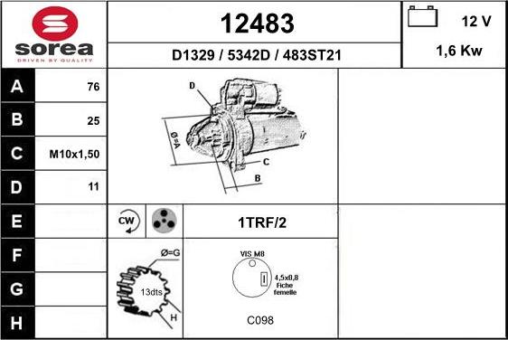 EAI 12483 - Стартер autosila-amz.com