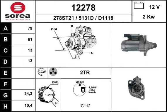 EAI 12278 - Стартер autosila-amz.com