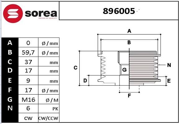 EAI 896005 - Шкив генератора, муфта autosila-amz.com