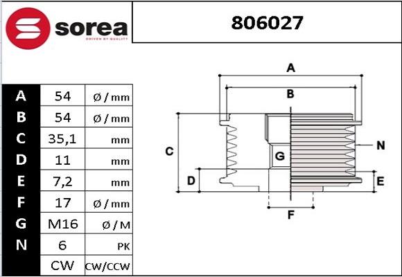 EAI 806027 - Шкив генератора, муфта autosila-amz.com