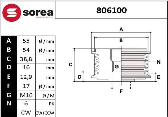 EAI 806100 - Шкив генератора, муфта autosila-amz.com