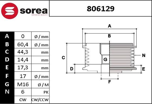 EAI 806129 - Шкив генератора, муфта autosila-amz.com