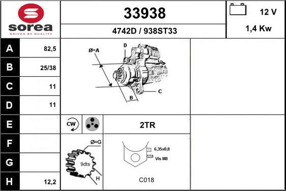 EAI 33938 - Стартер autosila-amz.com