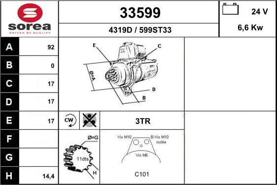 EAI 33599 - Стартер autosila-amz.com