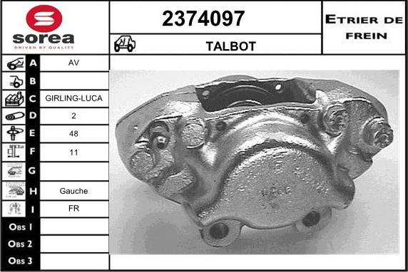EAI 2374097 - Тормозной суппорт autosila-amz.com