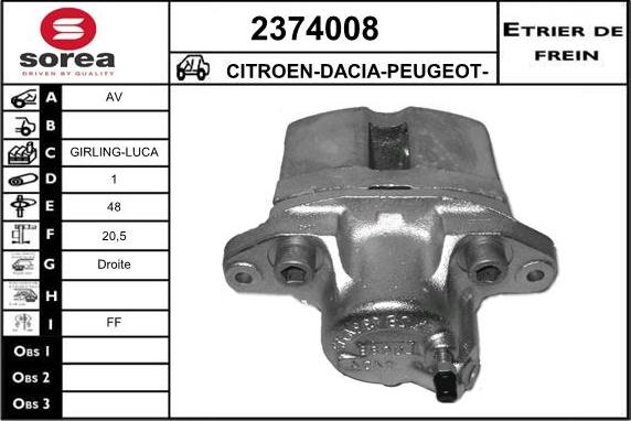 EAI 2374008 - Тормозной суппорт autosila-amz.com