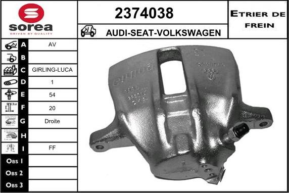 EAI 2374038 - Тормозной суппорт autosila-amz.com