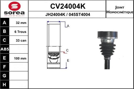 EAI CV24004K - Шарнирный комплект, ШРУС, приводной вал autosila-amz.com