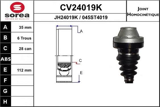 EAI CV24019K - Шарнирный комплект, ШРУС, приводной вал autosila-amz.com