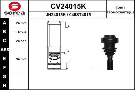 EAI CV24015K - Шарнирный комплект, ШРУС, приводной вал autosila-amz.com