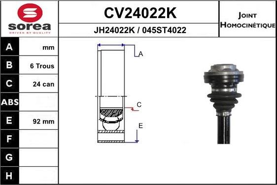 EAI CV24022K - Шарнирный комплект, ШРУС, приводной вал autosila-amz.com