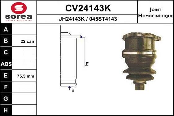 EAI CV24143K - Шарнирный комплект, ШРУС, приводной вал autosila-amz.com