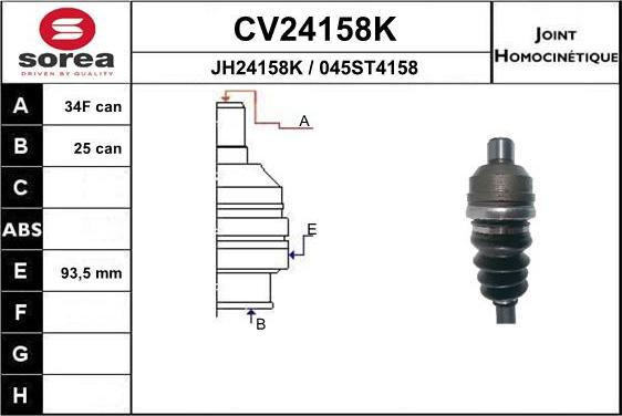 EAI CV24158K - Шарнирный комплект, ШРУС, приводной вал autosila-amz.com