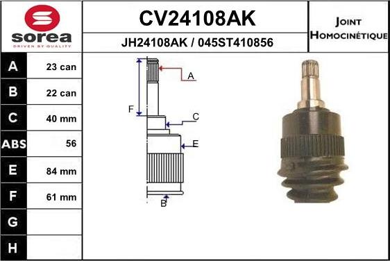 EAI CV24108AK - Шарнирный комплект, ШРУС, приводной вал autosila-amz.com