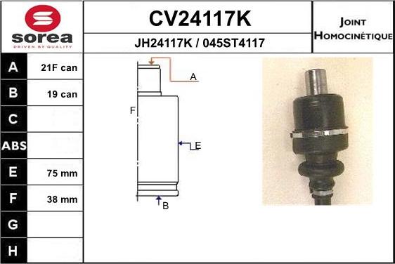 EAI CV24117K - Шарнирный комплект, ШРУС, приводной вал autosila-amz.com