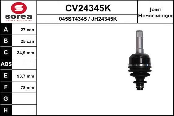 EAI CV24345K - Шарнирный комплект, ШРУС, приводной вал autosila-amz.com