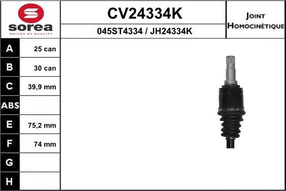 EAI CV24334K - Шарнирный комплект, ШРУС, приводной вал autosila-amz.com