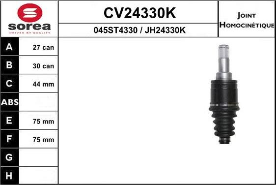 EAI CV24330K - Шарнирный комплект, ШРУС, приводной вал autosila-amz.com
