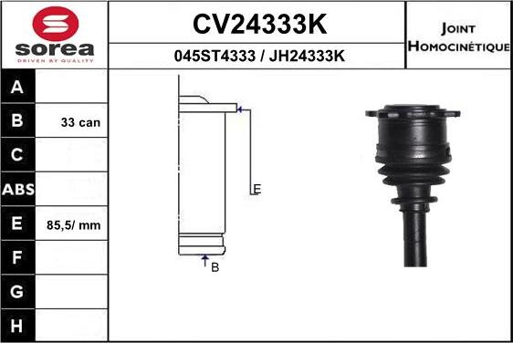 EAI CV24333K - Шарнирный комплект, ШРУС, приводной вал autosila-amz.com