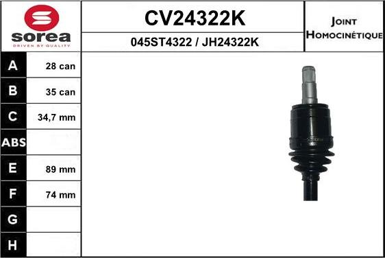 EAI CV24322K - Шарнирный комплект, ШРУС, приводной вал autosila-amz.com