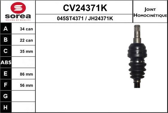 EAI CV24371K - Шарнирный комплект, ШРУС, приводной вал autosila-amz.com