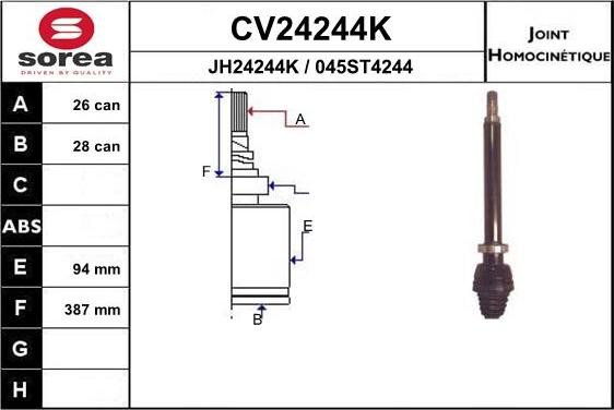 EAI CV24244K - Шарнирный комплект, ШРУС, приводной вал autosila-amz.com