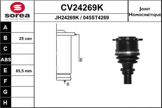 EAI CV24269K - Шарнирный комплект, ШРУС, приводной вал autosila-amz.com