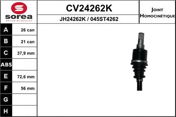 EAI CV24262K - Шарнирный комплект, ШРУС, приводной вал autosila-amz.com