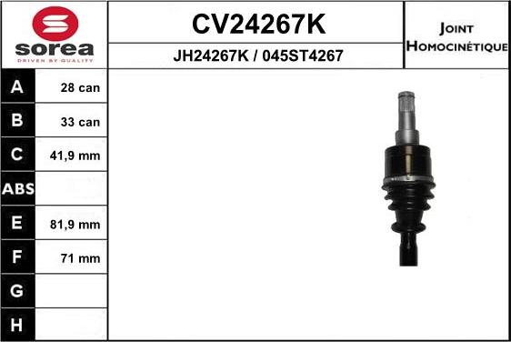 EAI CV24267K - Шарнирный комплект, ШРУС, приводной вал autosila-amz.com
