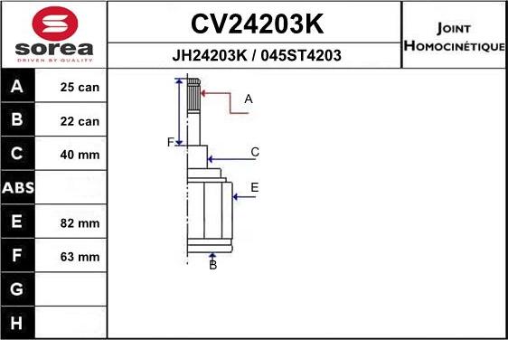 EAI CV24203K - Шарнирный комплект, ШРУС, приводной вал autosila-amz.com