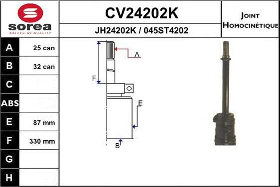 EAI CV24202K - Шарнирный комплект, ШРУС, приводной вал autosila-amz.com
