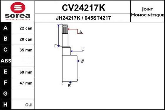 EAI CV24217K - Шарнирный комплект, ШРУС, приводной вал autosila-amz.com