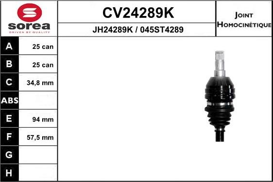 EAI CV24289K - Шарнирный комплект, ШРУС, приводной вал autosila-amz.com