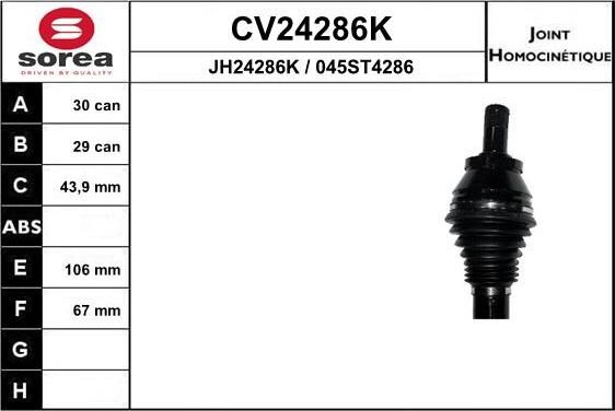 EAI CV24286K - Шарнирный комплект, ШРУС, приводной вал autosila-amz.com