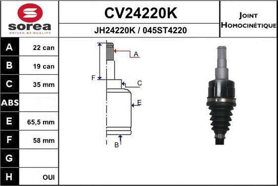 EAI CV24220K - Шарнирный комплект, ШРУС, приводной вал autosila-amz.com