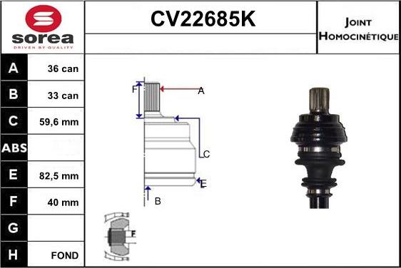 EAI CV22685K - Шарнирный комплект, ШРУС, приводной вал autosila-amz.com