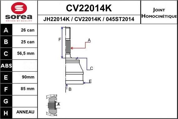 EAI CV22014K - Шарнирный комплект, ШРУС, приводной вал autosila-amz.com